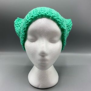 Cat beanie hat crochet handmade new turquoise kawaii